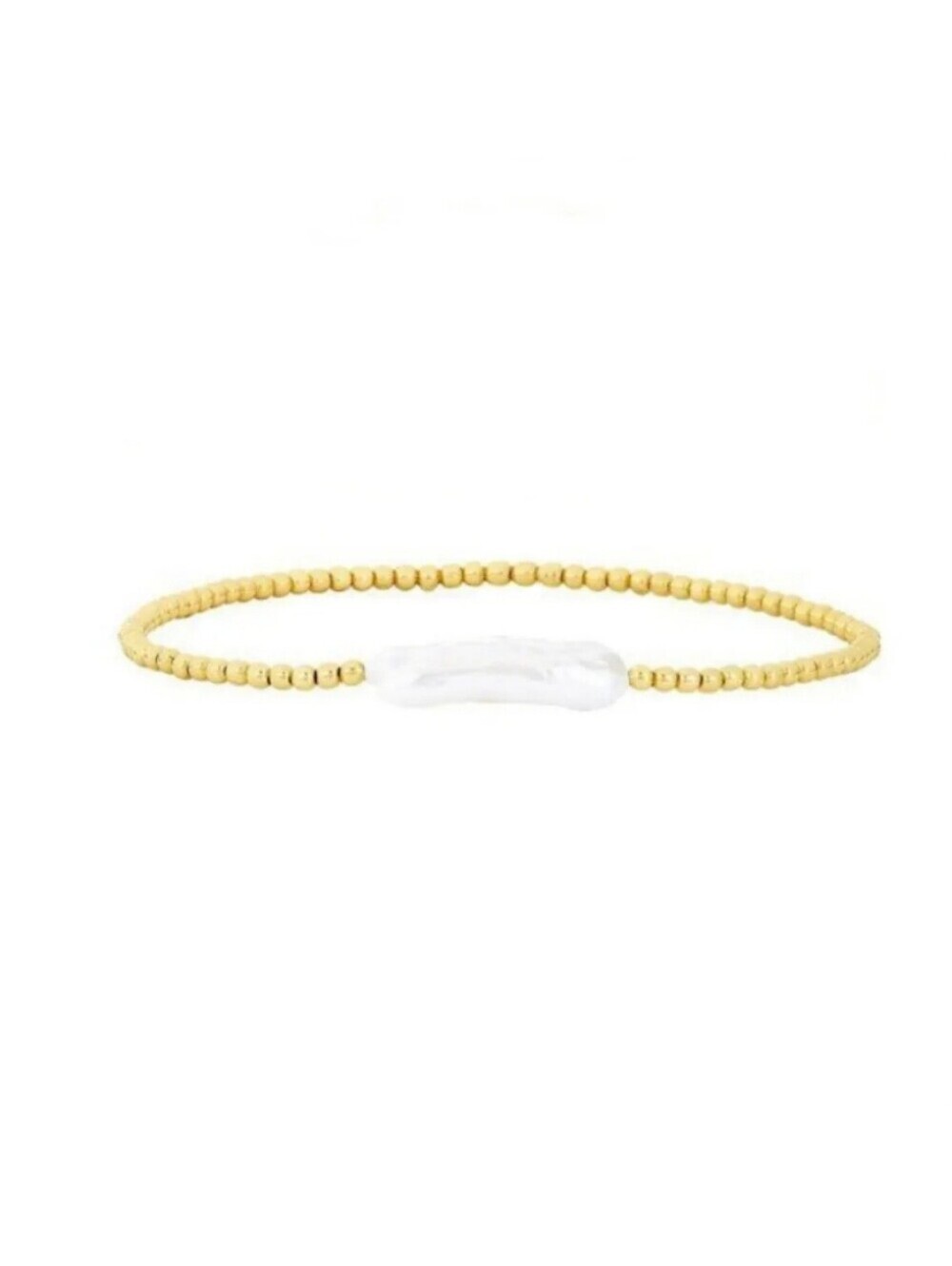 Freshwater Pearl Bar Gold Beads Stretch Bracelet